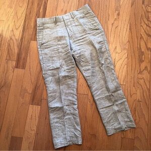 Baird McNutt Murano Alex Slim Fit Gray Linen Dress Pants Size 30x26